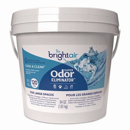 Bright Air Super Odor Eliminator Gel for Large Spaces, Cool and Clean, 64 oz Tub 901129