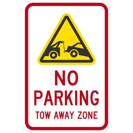 Lyle No Parking Tow Away Zone with Graphic, 12x18, Diamond Grade, White G-2871-DG_12x18