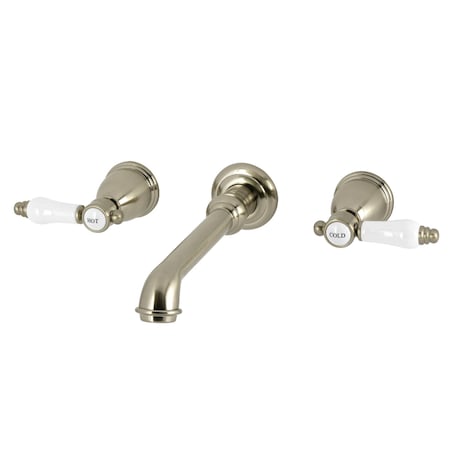Kingston Brass Two-Handle Wall Mount Tub Faucet, Brushed Nickel KS7028BEX