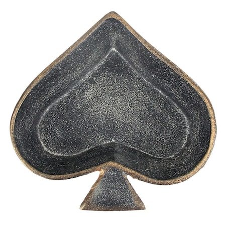 Homeroots 6in Black Ace Of Spades Cast Iron Handmade Vanity Tray 483154