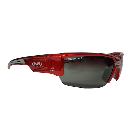 Hartley Red frame polarized grey lnes, with carry bag, ANSI/CSA 12E983610