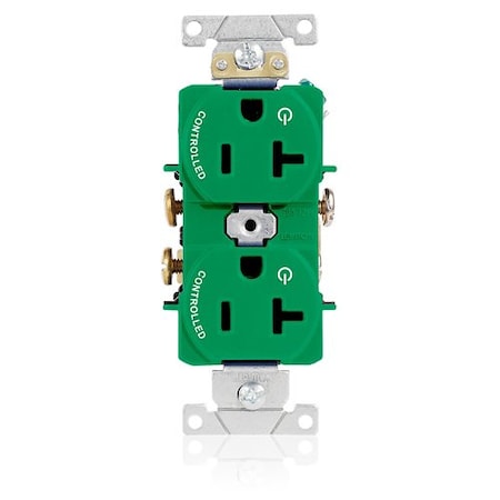 Leviton Duplex Receptacle Outlet, 20A, Green, 125V 5362-S2N