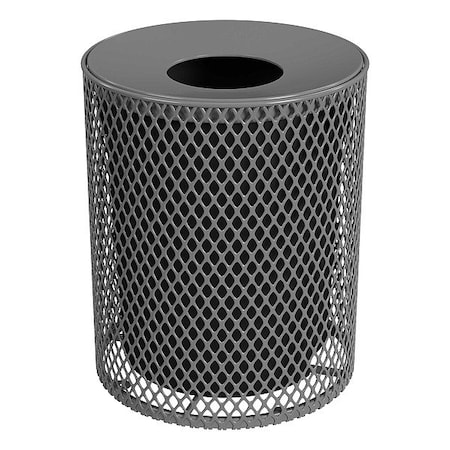 Leisure Craft Trash Can, Gray, 32 gal, Metal 32EXPLNSML-DARK GRAY