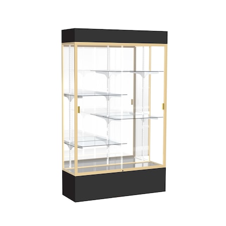 Ghent Lighted Floor Display Case 48x80x16, Mirror 3174MB-GD-BK