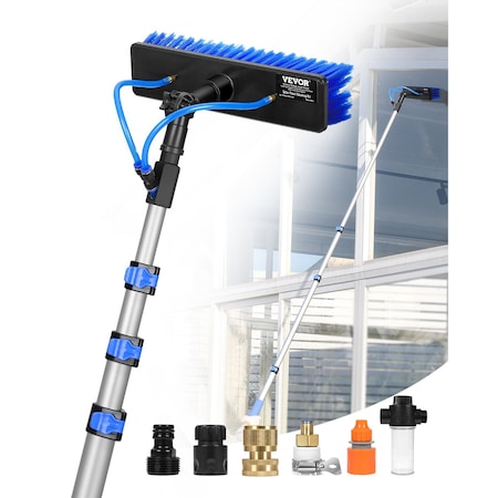 Vevor Water Fed Pole Kit 12FT Solar Panel Cleaning Pole 180 deg Rotatable Brush Head THWB-12F-SG30(US)
