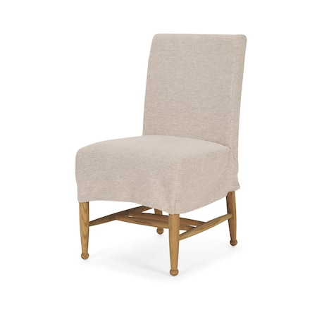 Homeroots Beige And Brown Upholstered Fabric Open Back Dining Side Chair 605662