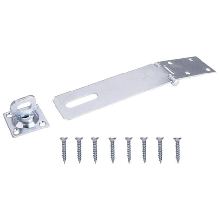 Prosource Safety Hasp, 6 in L, 6 in W, Steel, Zinc, 3/8 in Dia Shackle, Swivel Staple LR-127-BC3L-PS