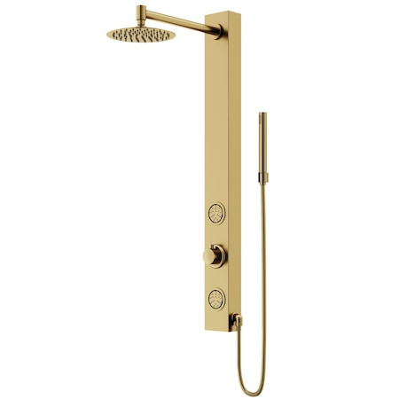 Vigo 39 in. H x 4 in. W 2-Jet Shower Panel System with Round Head & Hand Shower Wand, Matte Brushed Gold VG08016MG