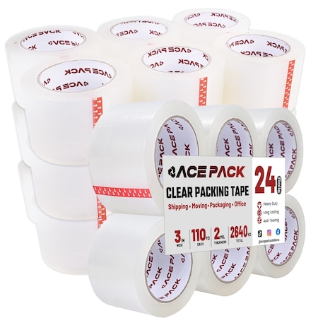 Wrightmaster 3 in. x 110 yds. 2.0 Mil Thick Clear Shipping Packaging Tape, 24PK ZR-320-110C-24