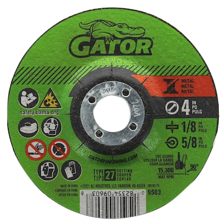 Gator Finishing 4 in. X  1/8 in. X 5/8 in. Metal Grinding Blade, Type 27 9603