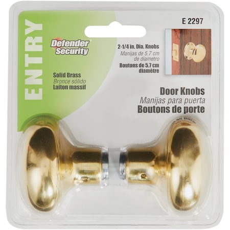 Prime-Line Defender Security Polished Brass Hall & Closet Door Knob E 2297