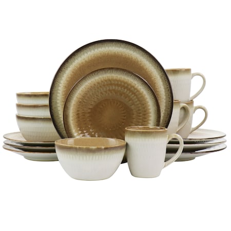 Gibson Elite Moonstruck 16 Piece Ceramic Dinnerware Set in Brown 130939.16