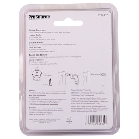 Prosource Furniture Bumper Pad, 7/8 in, Dome, Rubber FE-S518-PS