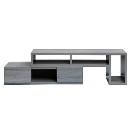Homeroots 54in Gray Wood Enclosed and Open Storage TV Stand 724156
