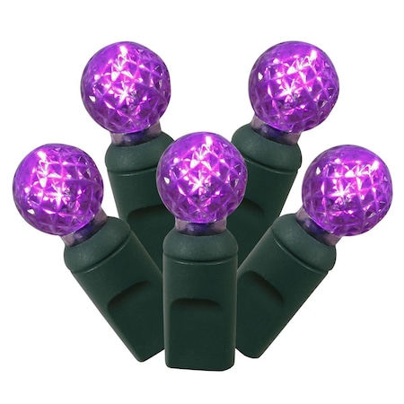Vickerman LED Green Wire G12 End Connecting 4 in. Spacing 34 ft. Long Light Set with Purple Lights X4G9106