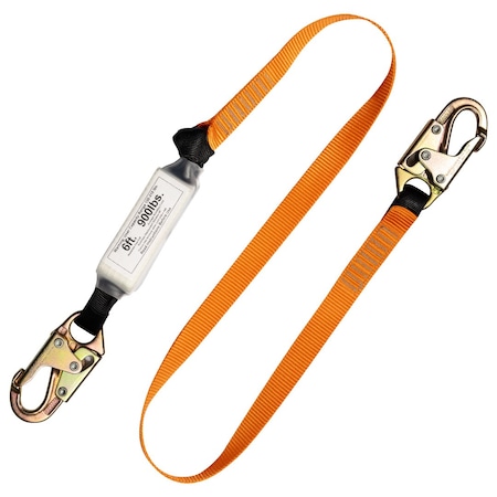 Malta Dynamics 6ft SINGLE LEG EXTERNAL SHOCK ABSORBING LANYARD W/ 2 STEEL SNAP HOOKS C5000