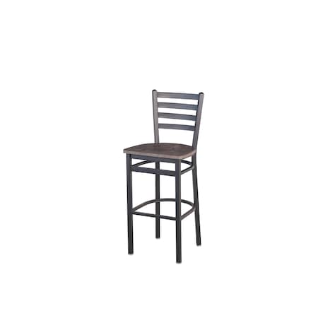 Bfm Seating Lima Ladder Back Barstool - Rustic Copper Relic Seat - Steel Frame - Sand Black Finish 2160BRCR-SB