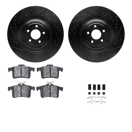 Dynamic Friction Co DFC Rotors-Drilled & Slotted-Black w/ EURO 5000 Ceramic Brake Pads Incl Hdw 8612-20019