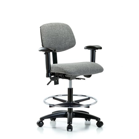 Blue Ridge Ergonomics Chair, Fab, Med Bench, Tilt AA CF Cast, Gry, 6-Way Adjustable, 22" to 29" Height, Gray BR-FMBCH-RG-T1-A1-CF-RC-F44