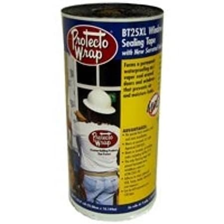 Protecto Wrap BT25XL Window and Door Flashing Tape, 75 ft L, 4 in W, HDPE, Gray/White, Self-Adhesive 8425B0475SW