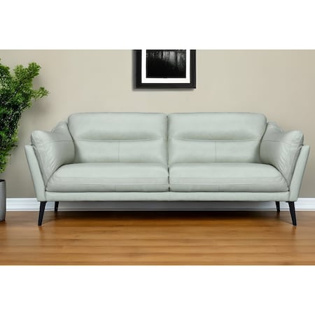 Homeroots 87" Mint Green Leather Sofa With Black Legs 546413
