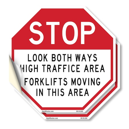 Signmission Stop Look Both Ways High Traffic Ar, 6 inch X 6 inch, Vinyl Decal, 2PK OC-D-2PACK-6-260