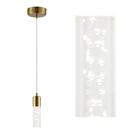 Jonathan Y Bolha 4.75" 1-Light Bubble Acrylic/Iron Modern Minimalist Integrated LED Pendant, Brass Gold JYL7221B