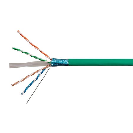 Monoprice Cat6A 500ft Green CMR UL Bulk Cable TAA Shielded F/UTP Solid 23AWG 550MHz 10G 42345