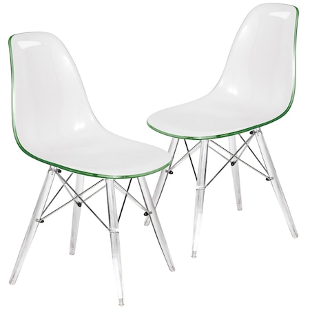 Leisuremod Dover Modern ABS Plastic Dining Side Chair with Metal Base, 2PK EPC19WG2