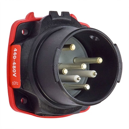 Meltric DXN30 INLET POLY BLACK SIZE 2 IP 66/67 3P+N+G 30 A 480 VAC 60 Hz +2 AUX 22-38047-972