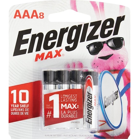 Energizer Max AAA Alkaline Battery, 8PK E92MP-8