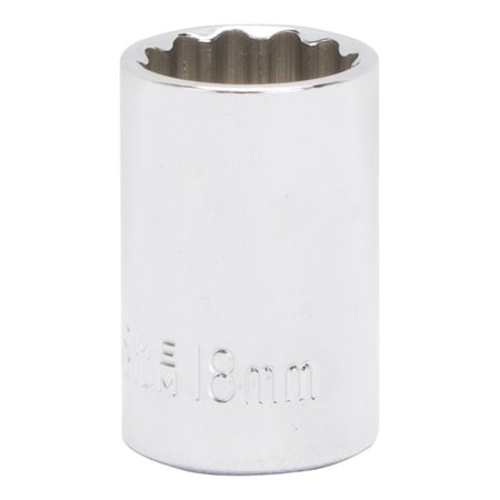 Vulcan Drive Socket, 18 mm Socket, 1/2 in Drive, 12-Point, Chrome Vanadium Steel, Chrome, MT6529952 MT6529952