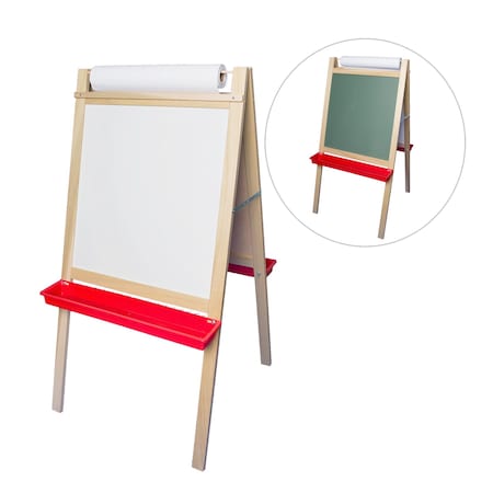 Crestline Products Deluxe Magnetic Paper Roll Easel, Green Chalkboard/White Dry Erase, 48''H x 24''W 17343
