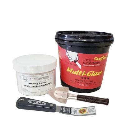 Sarco Putty Multi-Glaze Type M Window Glazing Small Set. Includes: Quart Window Glazing Putty, Cup Whiting Powd SSSTM