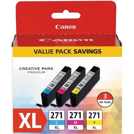 Canon High-Yield Ink 0337C005 (CLI-271XL), Cyan/Magenta/Yellow, PK3 0337C005