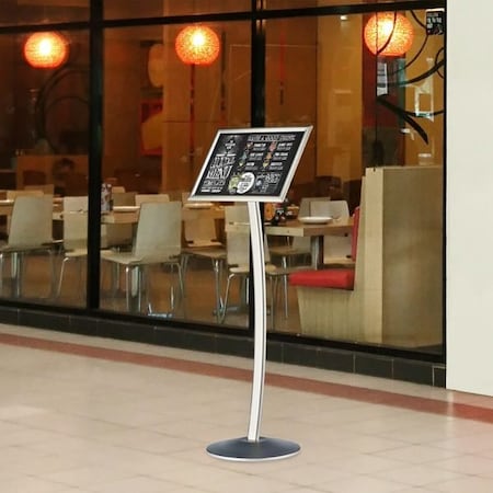 M&T Displays Pedestal Sign Holder Restaurant Menu Board Floor Standing 11 x 17 Silver UCUMBN0517x2000
