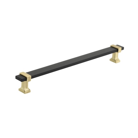 Amerock Overton 8-13/16 in 224 mm Center-to-Center Brushed Matte Black/Brushed Gold Cabinet Pull BP36684BMBBGL