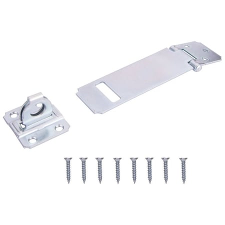 Prosource Safety Hasp, 4-1/2 in L, 4-1/2 in W, Steel, Zinc, 7/16 in Dia Shackle, Loose Staple LR-124-BC3L-PS