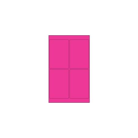 Bubblefast 4 x 6'' Fluorescent Pink Rectangle Laser Labels-4 Labels per Sheet BFLL186PK