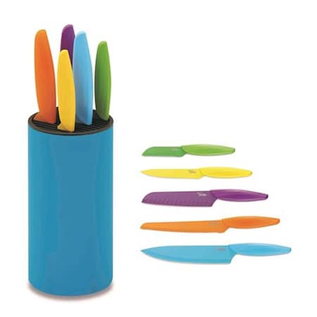Ausonia 5 Colored Knives with Blue Block A096425