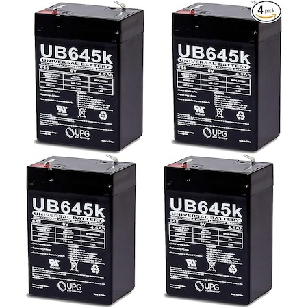 Upg UB645-F1 6V 4.5Ah F1 AGM Rechargeable Batteries, 4PK D5733