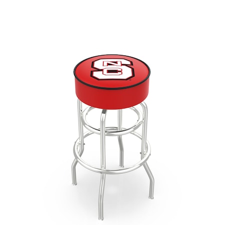 Holland Bar Stool Co 30" North Carolina State Cushion Seat, 2-Ring Chrome Swivel Bar Stool L7C130NCarSt