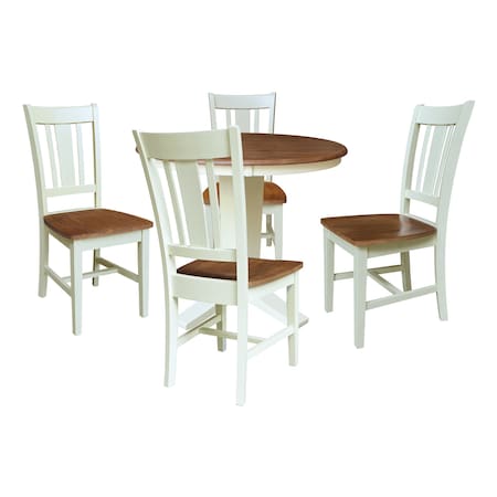 Whitewood Industries Rectangular Fixed Top Table W/ 4 Chairs, 36 in W, 29.9 in L, 36 in H, Parawood, Hickory/Shell, 5 K79-36RT-23B-C10-4