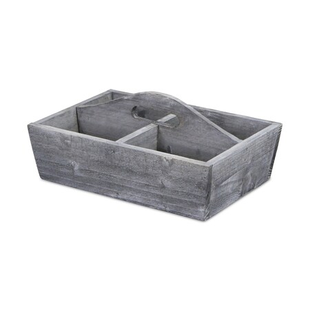 Homeroots 14" Gray Solid Wood Box 488019