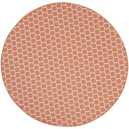 Homeroots 8' Coral And Ivory Geometric Indoor Outdoor Area Rug 556319