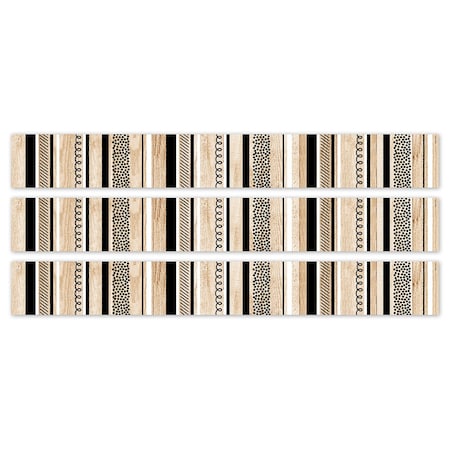 Creative Teaching Press Core Decor Stripes and Doodles on Wood EZ Border, 48 Feet Per Pack, 3PK 10976