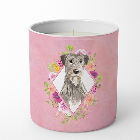 Carolines Treasures 10 oz Irish Wolfhound Pink Flowers Decorative Soy Candle CK4231CDL