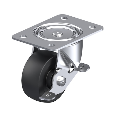 Pegasus Caster, Swivel Plte, Soft Rubr, 210 lb., Brk P2S-R030G-P-SB