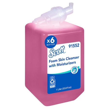 Scott Foam Hand Soap, 1.0 L Hand Soap Refills for compatible Scott Essential Manual Dispensers (6 Bottles) 91552