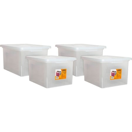 Lorell Stacking File Box with Lid, Plastic, 14.2" x 18" x 10.8", Clear, 2ct LLR68925CT